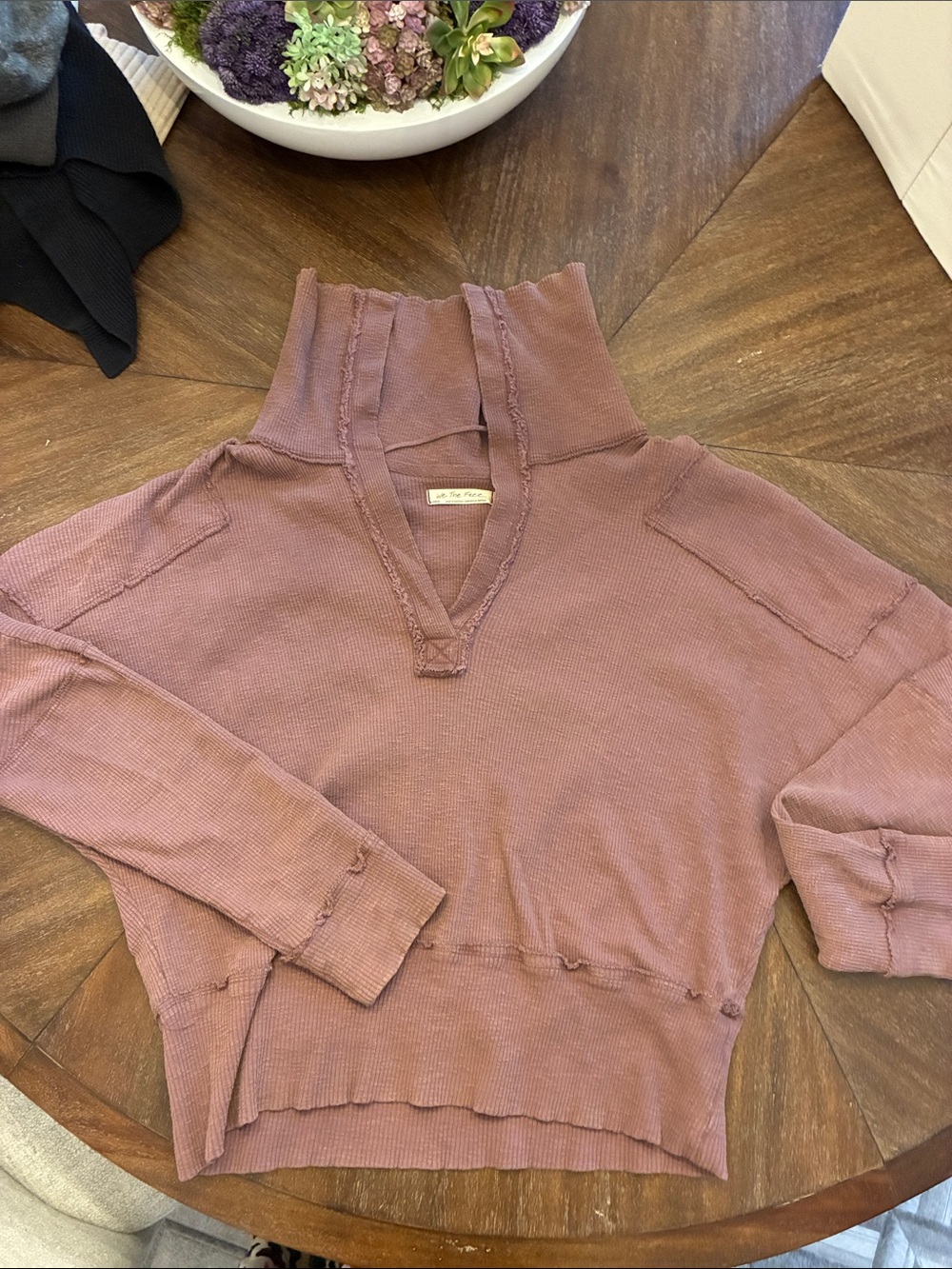 Free People Dusty Mauve Cowl-Neck Pullover